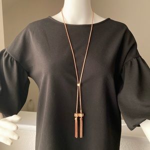 Henri Bendel Rose Gold Lariat Tassel Necklace